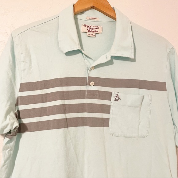 An‎ Original Penguin Chest Stripe Polo Classic Fit Size Large - Picture 3 of 5